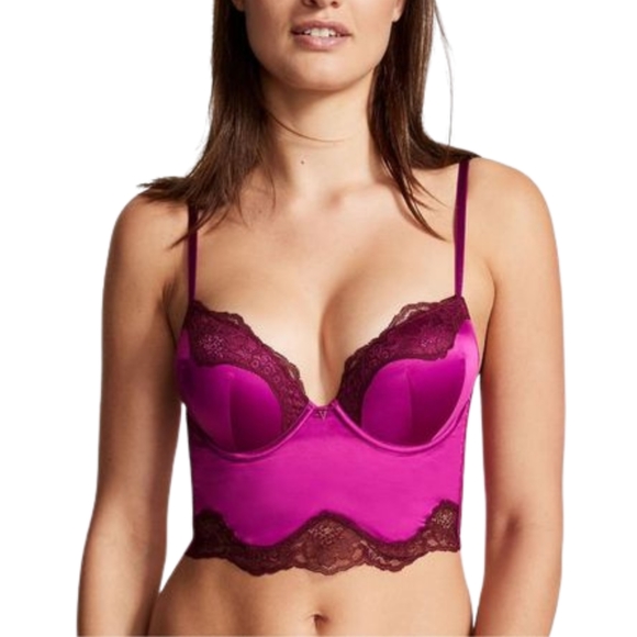 Victoria's Secret Other - VICTORIA'S SECRET- Very Sexy Add 2 Cups Lace Trim Corset Bra Top- Raspberry